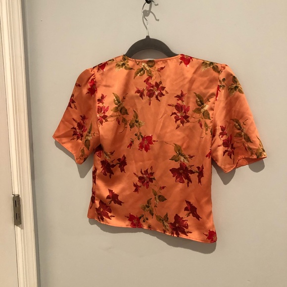Silky peach/rust colored button up blouse - Picture 2 of 4